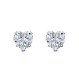 Heart Stud Earrings Simulated CZ 925 Sterling Silver (4mm-8mm)