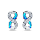 Infinity Stud Earrings Lab Created Blue Opal 925 Sterling Silver (15mm)