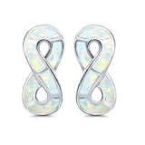 Stud Earrings Lab Created White Opal 925 Sterling Silver (17mm)