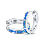 Hoop Earrings Lab Created Blue Opal 925 Sterling Silver (18mm)