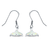 Whale Tail Earrings Drop Dangle Lab Created White Opal 925 Sterling Silver(10mm)