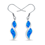 Marquise Drop Dangle Earrings Lab Created Blue Opal 925 Sterling Silver(30mm)