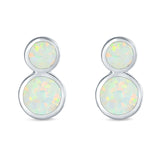 Fashion Ball Design Stud Earrings Lab Created White Opal 925 Sterling Silver (14mm)
