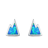 Mountain Stud Earrings Lab Created Blue Opal 925 Sterling Silver