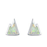 Mountain Stud Earrings Lab Created White Opal 925 Sterling Silver
