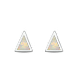 Triangle Stud Tipi Earrings Lab Created White Opal 925 Sterling Silver (5mm)