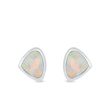 Pear Stud Earrings Lab Created White Opal 925 Sterling Silver (7mm)