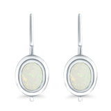 Dangling Leverback Earrings Lab Created White Opal 925 Sterling Silver (11mm)