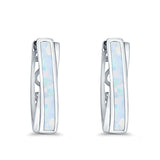 Twist Filigree Hoops Earrings Lab Created White Opal 925 Sterling Silver