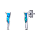 New Style Stud Earring Created Blue Opal Solid 925 Sterling Silver (12.4mm)