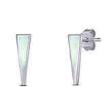 New Style Stud Earring Created White Opal Solid 925 Sterling Silver (12.4mm)