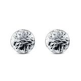 Hand Finish Design Half Ball Stud Earrings 925 Sterling Silver (8mm)