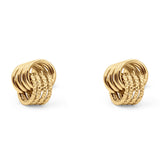 14K Yellow Gold 10mm Diamond Cut Double Round Swirl Studs Earring Wholesale