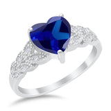 Accent Heart Promise Ring Simulated Blue Sapphire Cubic Zirconia 925 Sterling Silver