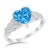 Accent Heart Promise Ring Simulated Blue Topaz Cubic Zirconia 925 Sterling Silver