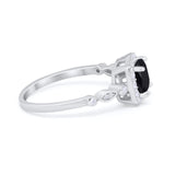 Halo Cushion Wedding Ring Bridal Simulated Black CZ 925 Sterling Silver