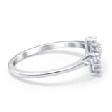 14K White Gold 0.12ct Round 9mm G SI Diamond Sideways Cross Eternity Band Engagement Wedding Ring Size 6.5