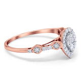 14K Rose Gold 0.34ct Pear 10mm G SI Diamond Engagement Wedding Ring Size 6.5