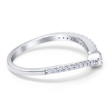 14K White Gold 0.18ct Round 3.7mm G SI Diamond Trendy Chevron Engagement Wedding Ring Size 6.5