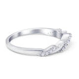 14K White Gold 0.15ct Round 2.2mm G SI Diamond Stackable Curved Accent Eternity Band Engagement Wedding Ring Size 6.5