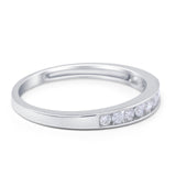 14K White Gold 0.24ct Round 3mm G SI Diamond Channel Set Half Eternity Engagement Wedding Ring Size 6.5