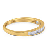 14K Yellow Gold 0.24ct Round 3mm G SI Diamond Channel Set Half Eternity Engagement Wedding Ring Size 6.5