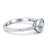 14K White Gold 1.25ct Oval Green Amethyst 7.5mm G SI Diamond Engagement Wedding Ring Size 6.5