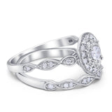 14K White Gold 0.32ct Oval Shape 10mm G SI Diamond Engagement Bridal Set Wedding Ring Size 6.5