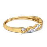14K Yellow Gold 0.12ct Round 3mm G SI Diamond Half Eternity Engagement Wedding Anniversary Band Ring Size 6.5
