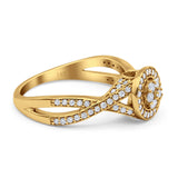 14K Yellow Gold 0.4ct Round 8mm G SI Diamond Twisted Band Engagement Wedding Ring Size 6.5