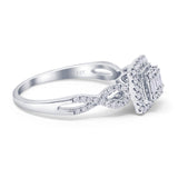 14K White Gold 0.35ct Square 9mm G SI Diamond Twisted Band Engagement Wedding Ring Size 6.5