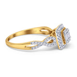 14K Yellow Gold 0.35ct Square 9mm G SI Diamond Twisted Band Engagement Wedding Ring Size 6.5