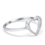 14K White Gold 0.06ct Heart Cut Out 3/8mm G SI Diamond Eternity Band Engagement Wedding Ring Size 6.5
