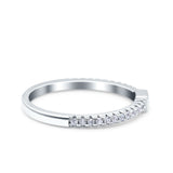 Half Eternity Baguette Ring Engagement Band Round Pave Simulated CZ 925 Sterling Silver (3mm)