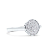 9mm Pave Round Circle Disk Ring Thumb Ring Round CZ 925 Sterling Silver