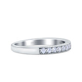 Half Eternity Ring Wedding Engagement Band Round Pave Simulated CZ 925 Sterling Silver (3mm)