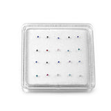 Nose Stud Color Simulated Cubic Zirconia Ball End 925 Sterling Silver 1.5mm-(20 Nose Studs in a Box)