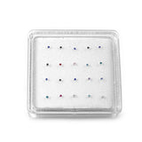 Nose Stud Color Simulated Cubic Zirconia Ball End 925 Sterling Silver 1.8mm-(20 Nose Studs in a Box)