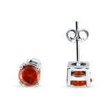 Solitaire Push Back Stud Earring Round Simulated Garnet 925 Sterling Silver Wholesale