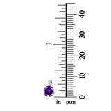 Round Simulated Amethyst CZ Charm Pendant 925 Sterling Silver (8mm)