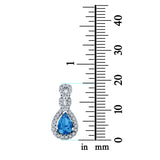Fashion Jewelry Charm Pendant Pear Simulated Blue Topaz CZ 925 Sterling Silver