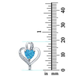 Heart Charm Pendant Lab Created Blue Opal & Simulated CZ 925 Sterling Silver