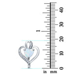 Heart Charm Pendant Lab Created White Opal & Simulated CZ 925 Sterling Silver