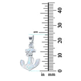 Anchor Charm Pendant Lab Created White Opal Solid 925 Sterling Silver