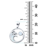 Wave Charm Pendant Lab Created White Opal Solid 925 Sterling Silver