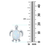 Turtle Pendant Charm Lab Created White Opal Solid 925 Sterling Silver