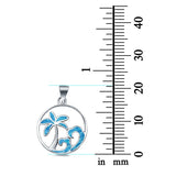 Waves and Palm Trees Lab Created Blue Opal Charm Pendant 925 Sterling Silver