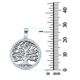 Tree of Life Round Lab Created White Opal Charm Pendant 925 Sterling Silver