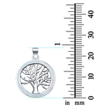 Tree of Life Charm Pendant Round Lab Created White Opal 925 Sterling Silver Pendant
