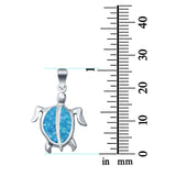 Sea Turtle Charm Pendant Lab Created Blue Opal 925 Sterling Silver